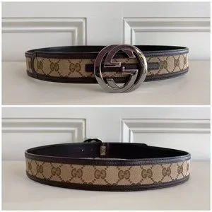 AUTHENTIC. Gucci Braided Brown Leather Belt with Silver Buckle Authentic Gucci Belt interlocking G buckle Brown Guccissima  main image 4